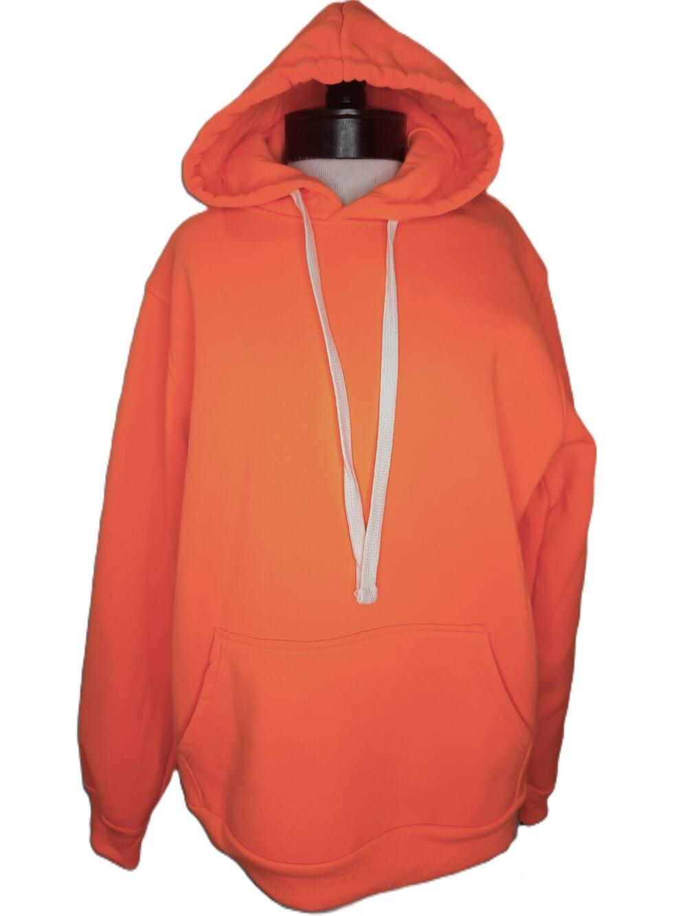 True Rock Men's Fleece Hoodie Orange Hi Vis Front Pouch Pocket Sweatshirt NEW